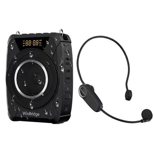 Voice Amplifier Wireless Microphone, 20W Portable PA System with Bluetooth & Headset Mic, Waterproof Portable Microphone and Speaker, Megaphone for Teachers, Classroom, Outdoor Events - M801