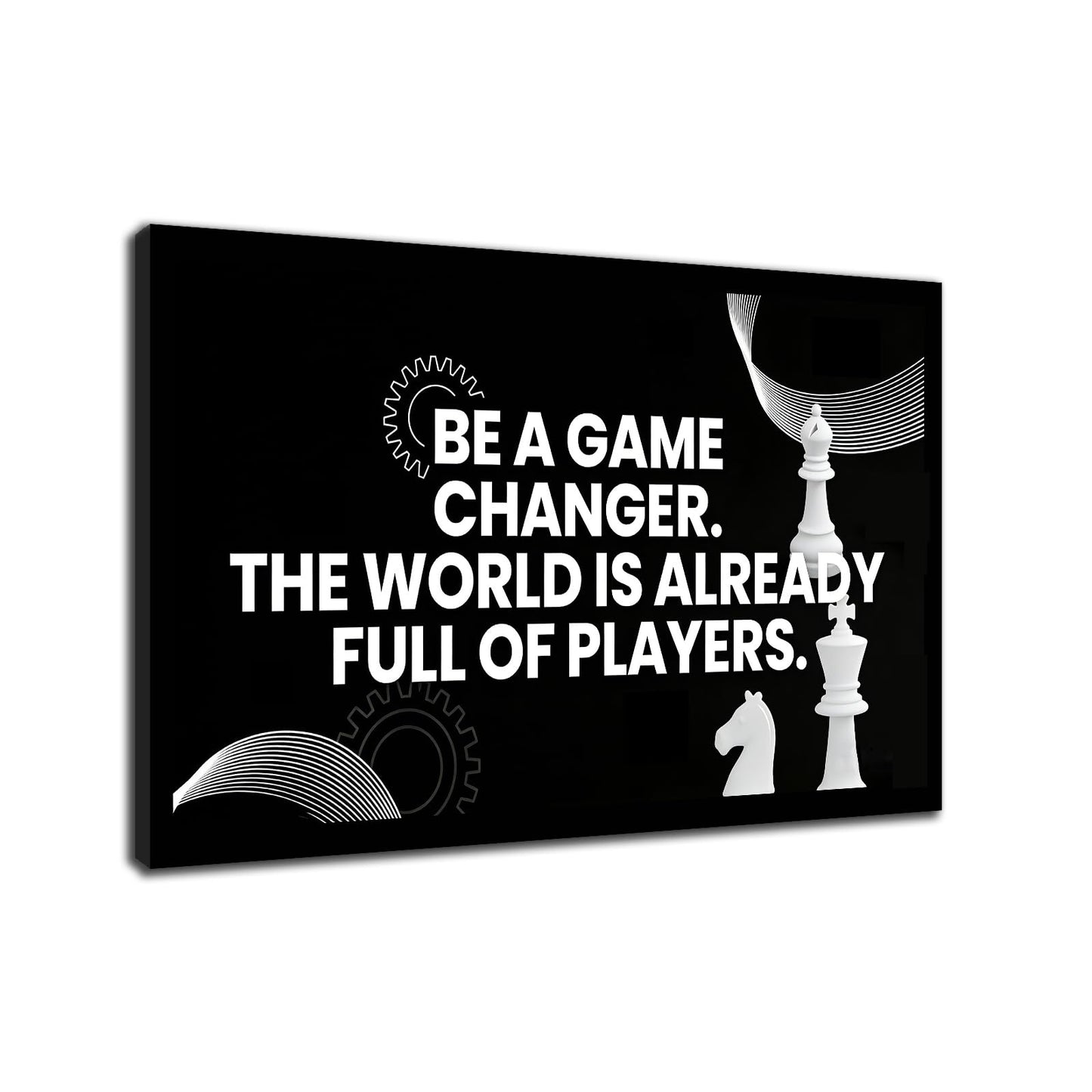 PSYYSP Motivational Wall Art For Office Inspirational Quotes Be A Game Changer Canvas Print Framed Chess Poster For Men Desk Decor Strategy Leadership Empowerment Small 12x18 Inch Artwork