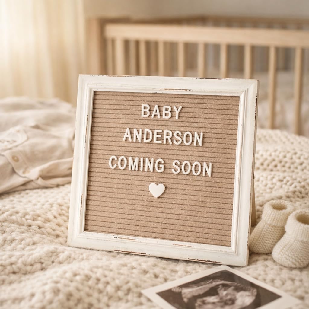 Letterboards + Mini Letterboards Bundle - Cappuccino 10x10 Felt Letter Board with Stand & 6x6 Mini Letter Boards Set of 3 – Farmhouse Baby Announcement & Back to School Changeable Message Board Bundle