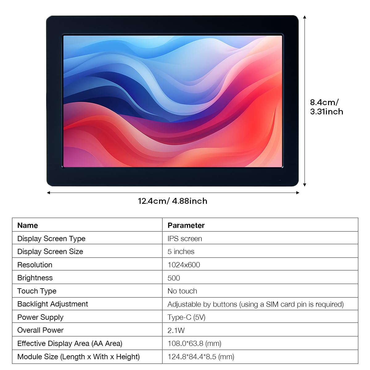 Hosyond 5 Inches USB C Mini Monitor 1024x600 IPS LCD Screen Type C Secondary Screen Display for PC Laptop Windows