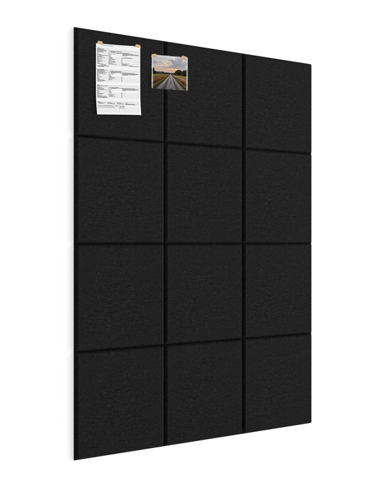 Large Bulletin Board 48" x 36", 12 Pack Blcak Cork Boards for Walls, Self-Adhesive Felt Pushpins Wall Tiles, Display for Messages, DIY Notice, Photo Decorations, Classroom, School, Office, Bedroom