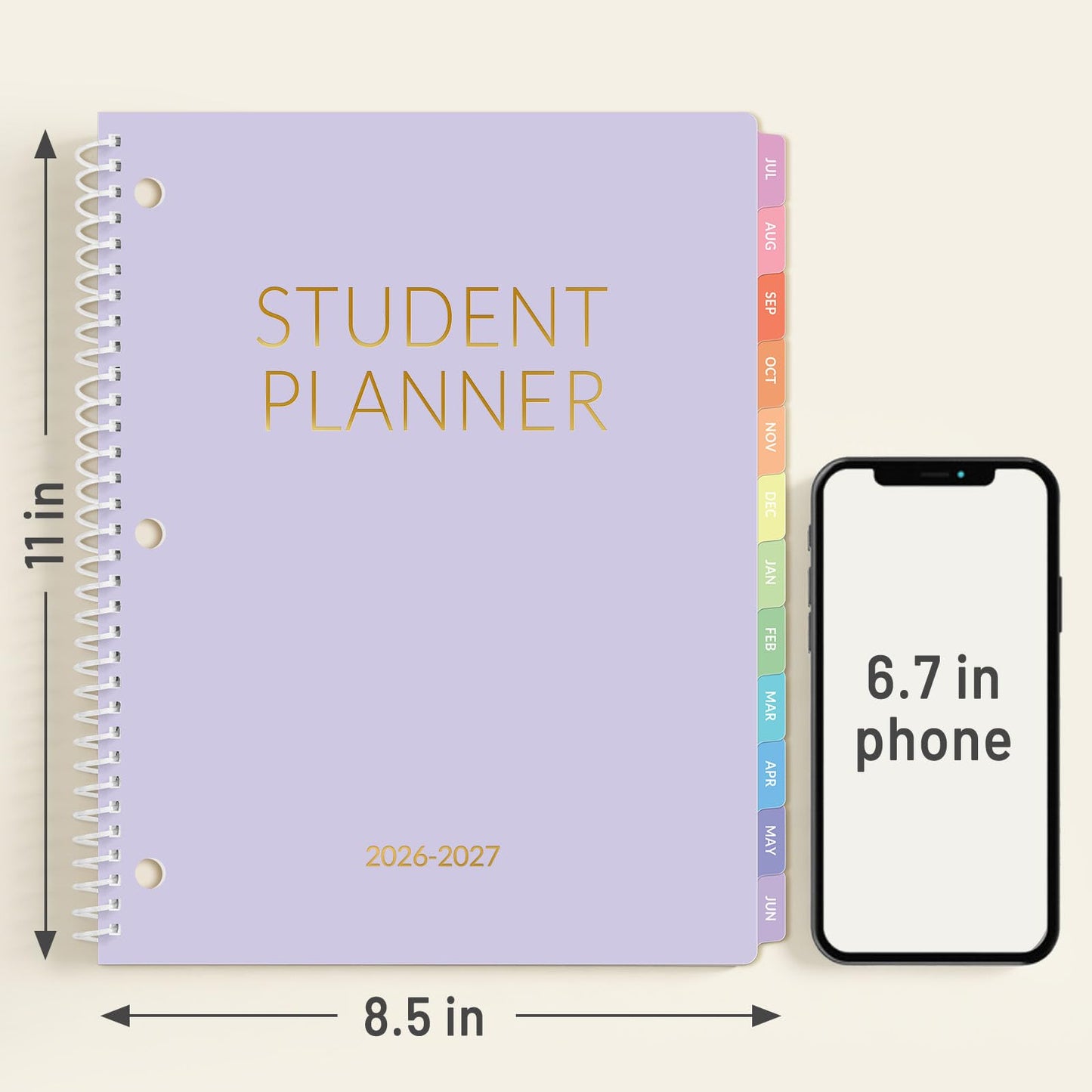 Student Planner 2026-2027, SUNEE Academic Weekly & Monthly Plan Book, Jul. 2026 - Jun. 2027, 8.5"×11" School Planner, Lesson Plan Book with Week's Goals, Bookmark, Monthly Tabs, 3-Hole Punched, Purple