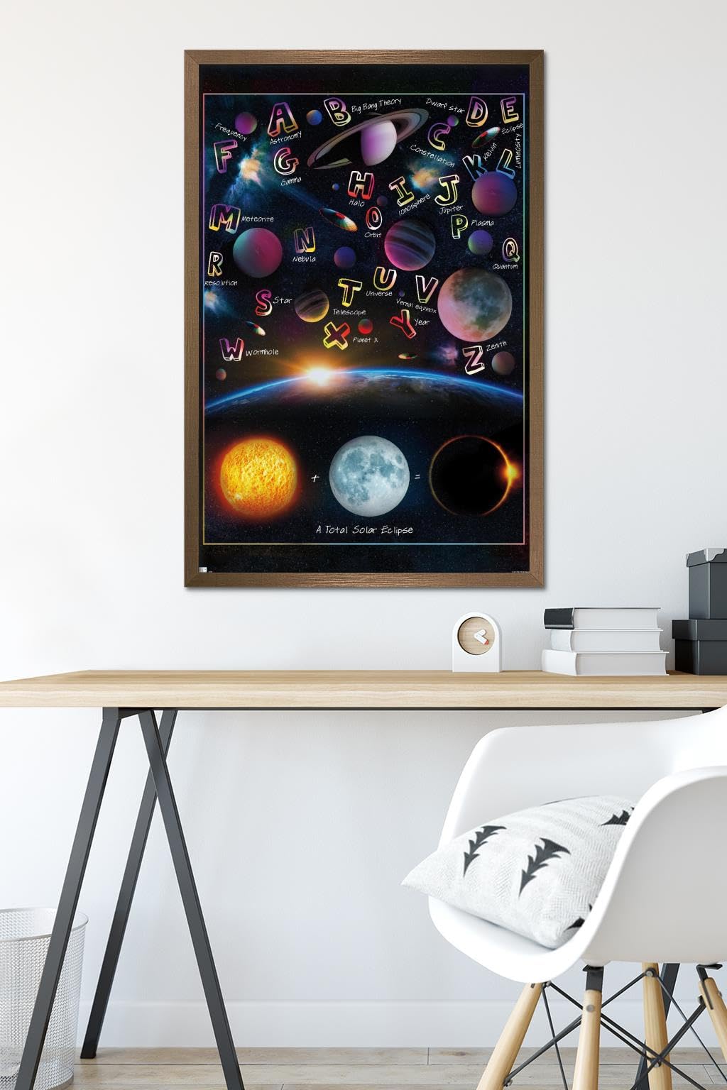 Trends International Ali Chris - The Solar System: Total Eclipse Letters Wall Poster, 34L x 22.4W, Bronze Framed Version