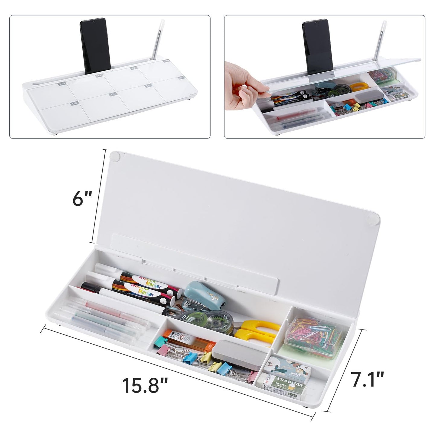 TSJ OFFICE Desktop Whiteboard Dry-Erase-Board - Computer Keyboard Stand White Board Surface Pad with Drawer, Desk Organizers with Accessories for Office, Home, School Supplies