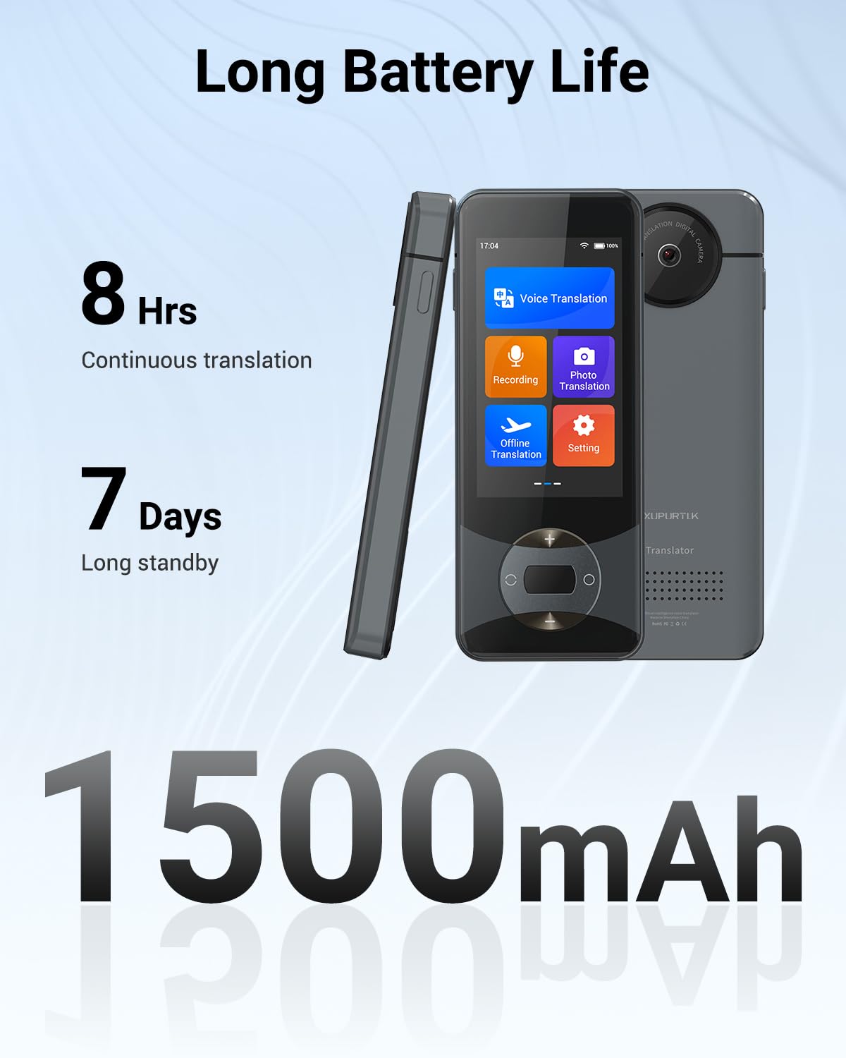 XUPURTLK Language Translator Device, Voice Translator Device Two Way, 144 Languages Real-Time Translator Device No WiFi Needed, Offline & Recording & Photo Translation for Travel, Business, Learning