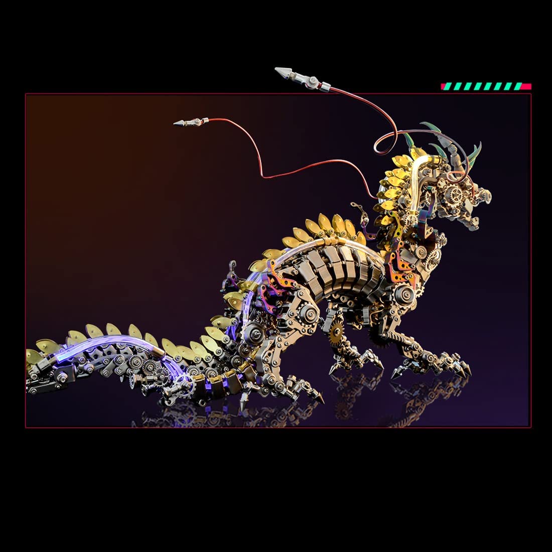 3D Metal Puzzle - Large Chinese Dragon Model Kit - Mechanical Metal Jigsaw- DIY Desk Ornament - Assembly Dinosaur Crafts Brain Teaser - Perfect for Adults