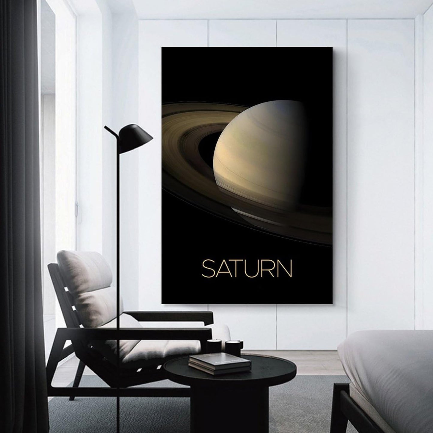 XIAOLOUTINYU Solar System Canvas Wall Art - Saturn Planet Space Poster for Kids Room Bedroom Classroom, STEM Educational Astronomy Decor, Science Gift for Boys Girls Teens, 16x24 Inch Unframed