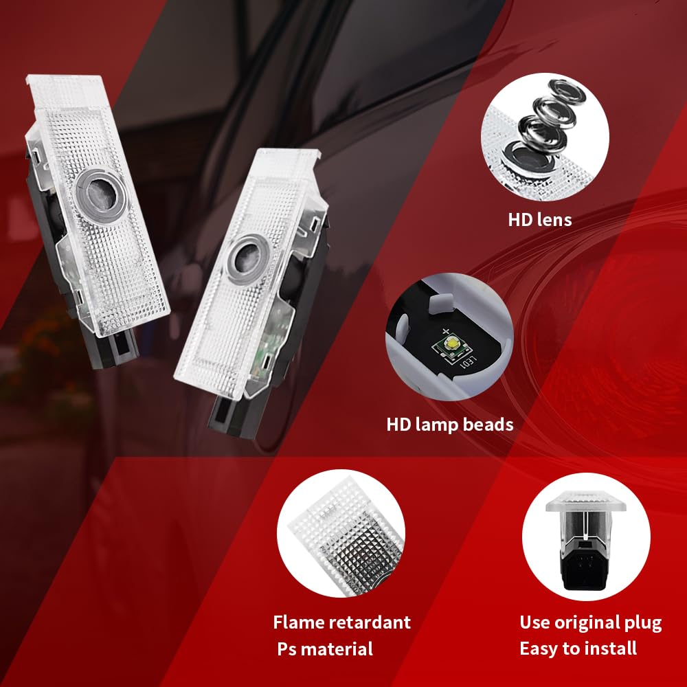 BuJinZeTui 2PCS Door Lights Logo for Challenger 2015-Present, LED Ghost Shadow Projection Light, Color 03, Plastic