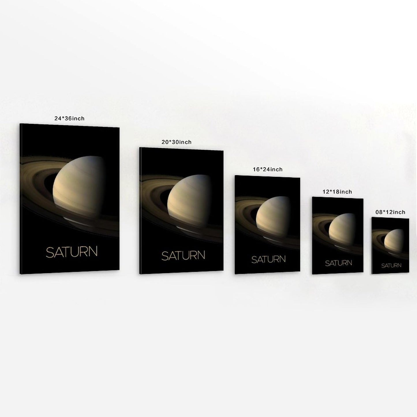Solar System Planets Canvas Wall Art - Saturn Planet Space Poster for Kids Room Bedroom Classroom, STEM Educational Astronomy Decor, Science Gift for Boys Girls, 16x24 Inch Framed