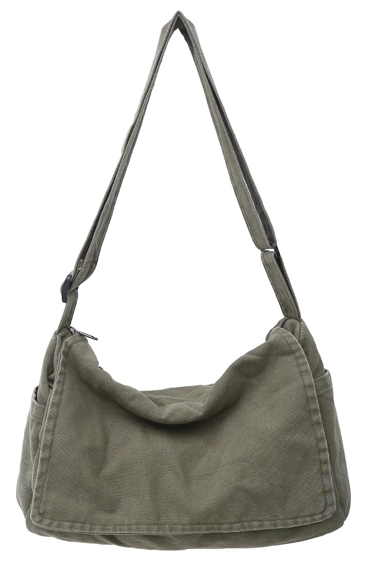 Collsants Messenger Bag for Women Men Satchel Bag Canvas Crossbody Shoulder Bag Casual Sling Bag(green)