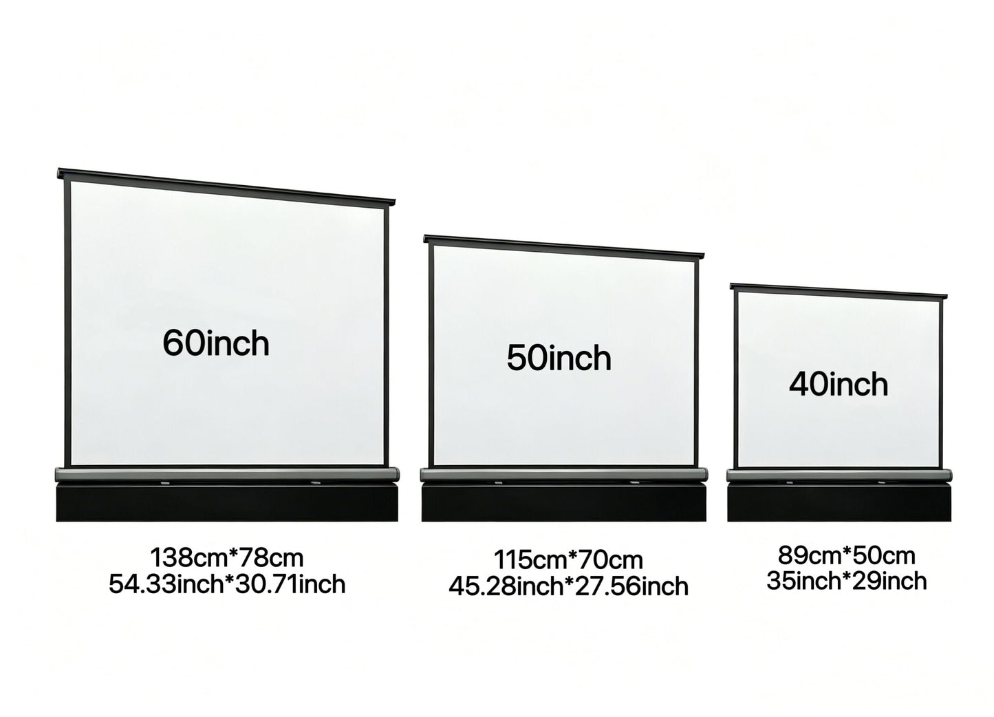 40" Inch Portable Projection Screen16:9 Small Retractable Floor Standing Mobile Tabletop Screen with Stand Lightweight Carry & Durable for Schools Meeting Indoor Outdoor
