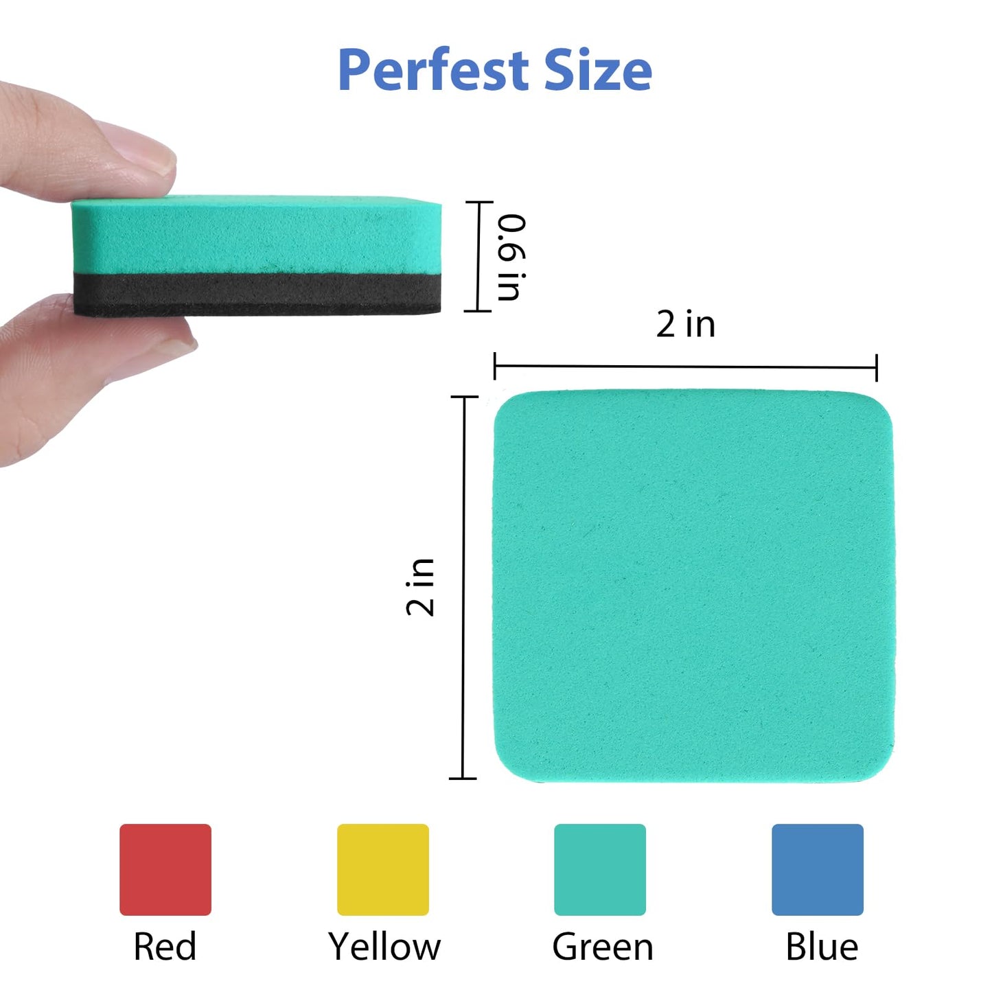 SITHON Magnetic Dry Erase Erasers, Mini Whiteboard Dry Erasers Back to School Supplies, Chalkboard Cleaning Pads for Classroom, Office, Home, 4 Colors, 2 x 2 Inch (72 Pack)