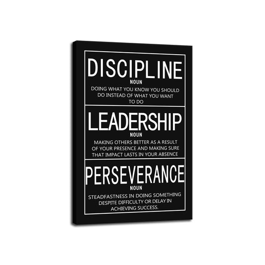 Inspirational Office Canvas Wall Art - Positive Entrepreneur Quotes, Discipline, Leadership, Perseverance Artwork - Home Wall Decor Framed Ready to Hang [12''W X 18''H]