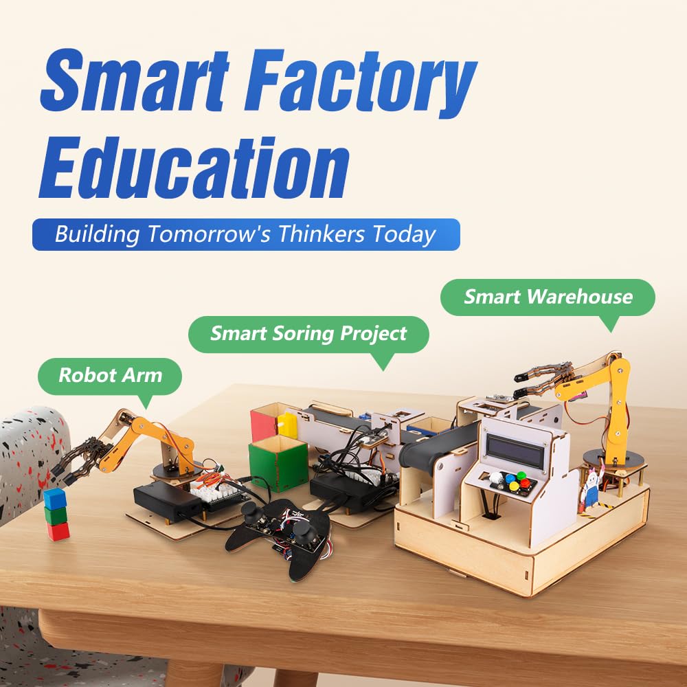 ACEBOTT 3-in-1 ESP32 IoT Control Smart Factory Starter Kit, Electronics Programming Kit Compatible with Arduino Scratch Online Tutorials, School DIY Education Solution Series STEAM Set for Teens 12+