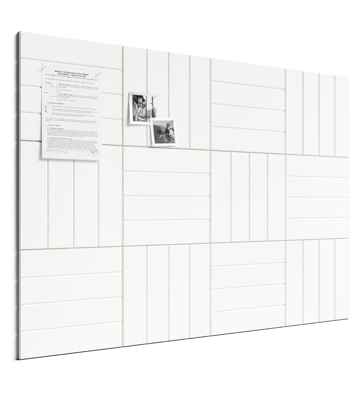 Bumusty Large Cork Board Alternative-48 x 36" Felt Bulletin Board Tiles, with 30 Pushpins, 70 Adhesive Tabs, Bold-Stripe 12-Pack, Cork Boards for Office Push Pin Board Felt Board-Milky White