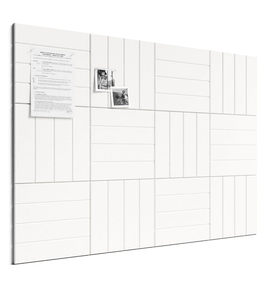 Bumusty Large Cork Board Alternative-48 x 36" Felt Bulletin Board Tiles, with 30 Pushpins, 70 Adhesive Tabs, Bold-Stripe 12-Pack, Cork Boards for Office Push Pin Board Felt Board-Milky White