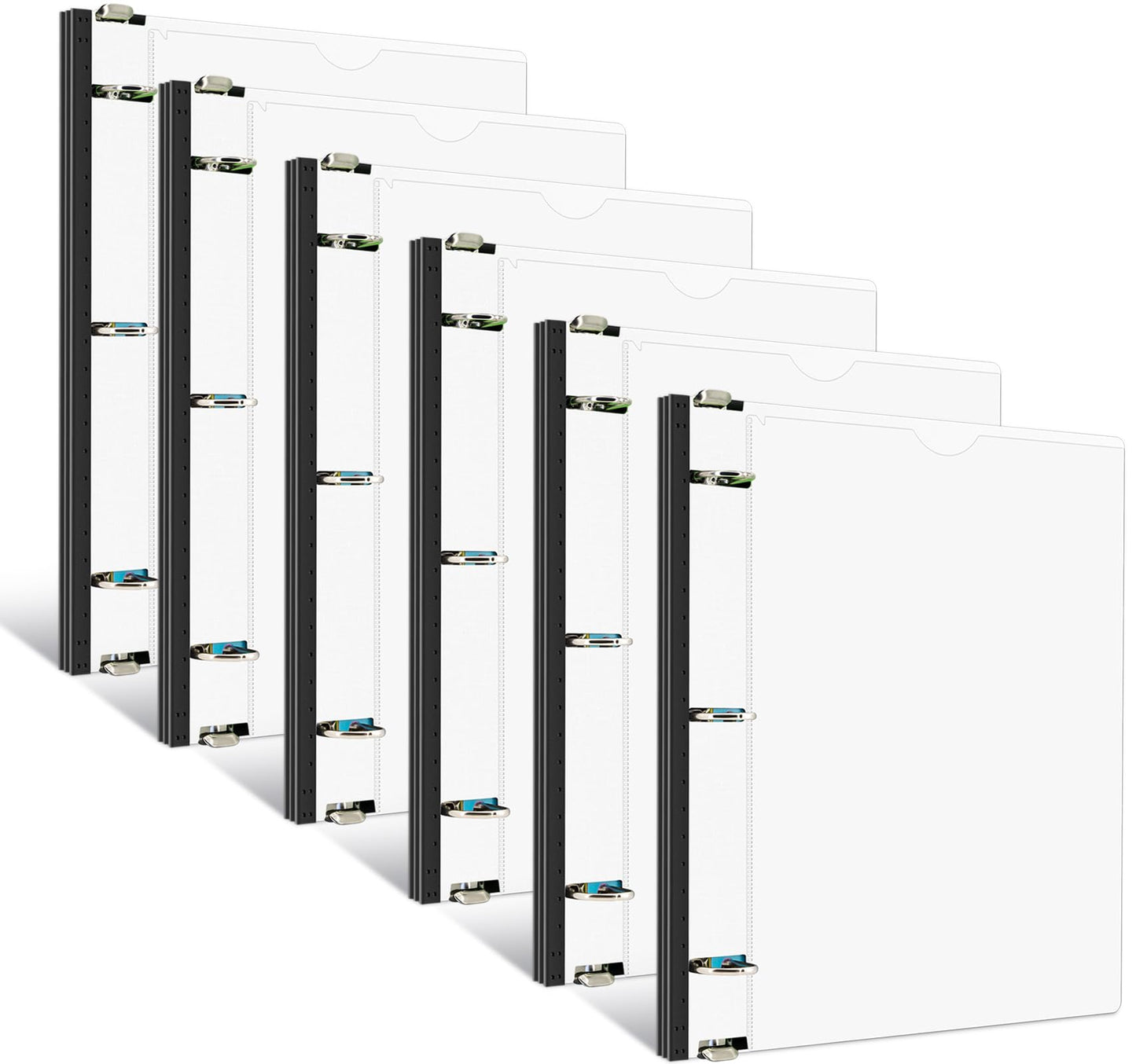 INFUN 1 Inch Telescoping 3 Ring Binder - 6PCS, Flexible Round Binder with Customizable Front Cover and Clear Catalog Pocket, 1Inch Rings, 225 Sheet Capacity-White