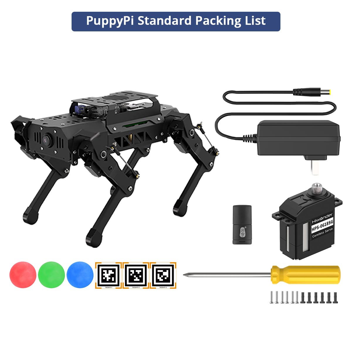 PuppyPi Robot Dog with ChatGPT Large AI Models AI Embodied Intelligence ROS Robotic Dog Vision Scene Voice Understanding SLAM Mapping Navigation Bionic Quadruped Robot, Standard Kit & RaspberryPi5 8GB