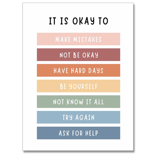 uoyien Growth Mindset Mental Health Posters Boho Classroom Playroom Therapy Office Decor Affirmations Quotes Canvas Wall Art Kids Educational Prints For Calming Corner Decoration 16x24in Unframed