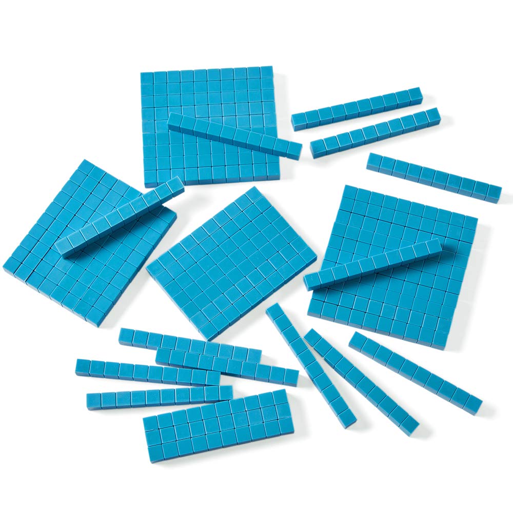 hand2mind Blue Plastic Base Ten Blocks Rods Set, Place Value Blocks, Counting Cubes, Base 10 Math Manipulatives, Teacher Supplies for Math Classroom, Montessori Math Materials (Set of 50)
