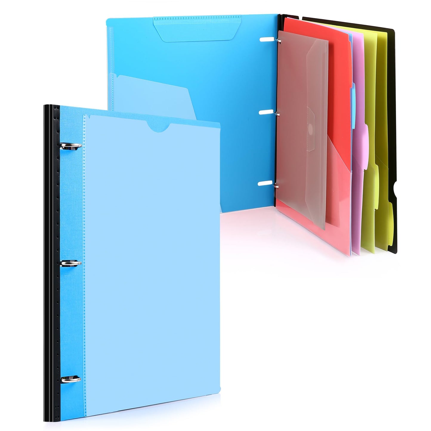 WOT I Telescoping Project Organizer, Refillable Binder with Dividers and Pockets, 13 Pocket Folders, 1 Inch 3 Ring Binder, Blue