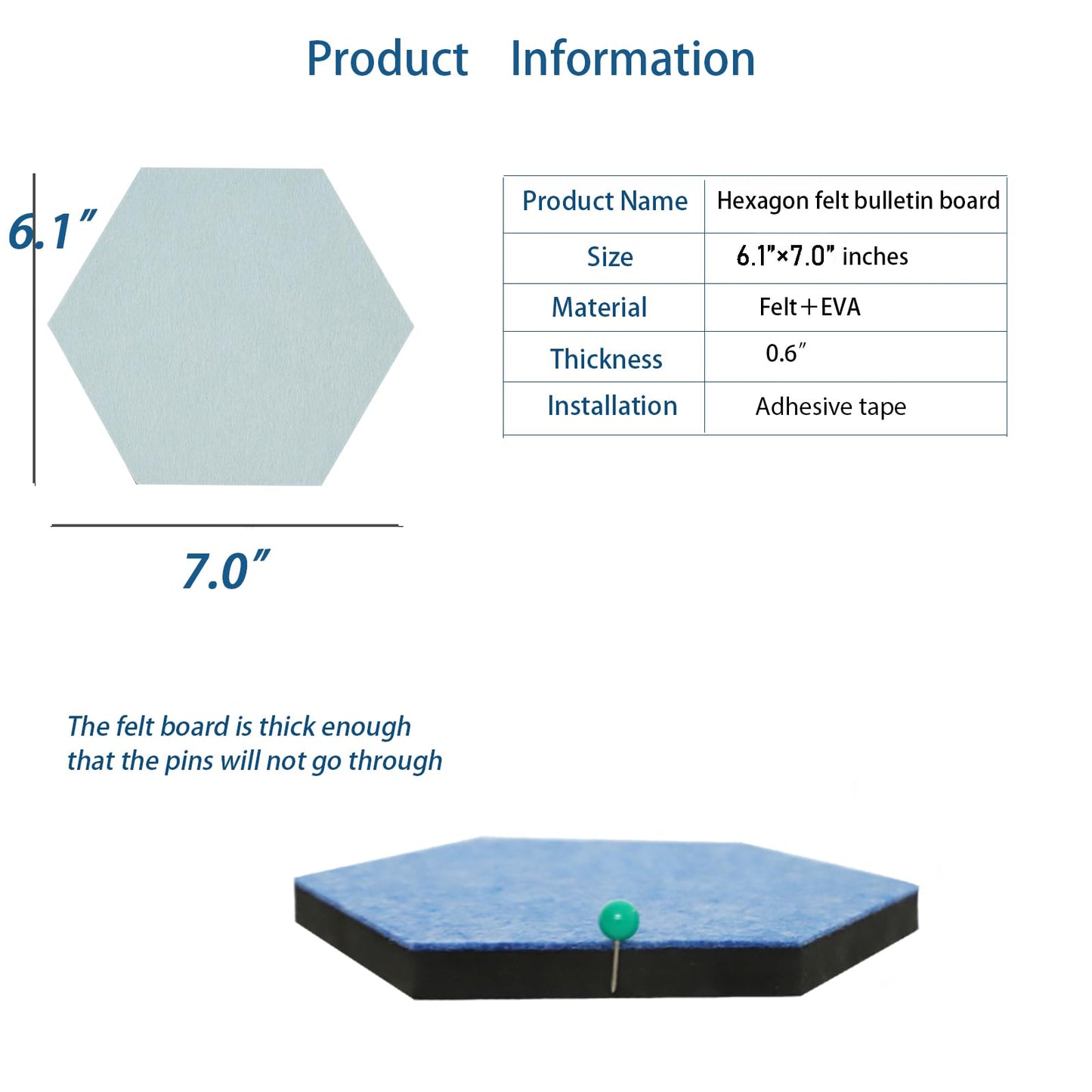 Afumazi 8Pcs Hexagon Felt Cork Board Tiles Self Adhesive Bulletin Board, Pin Board for Wall Decor Memos Photos Display (Set G)