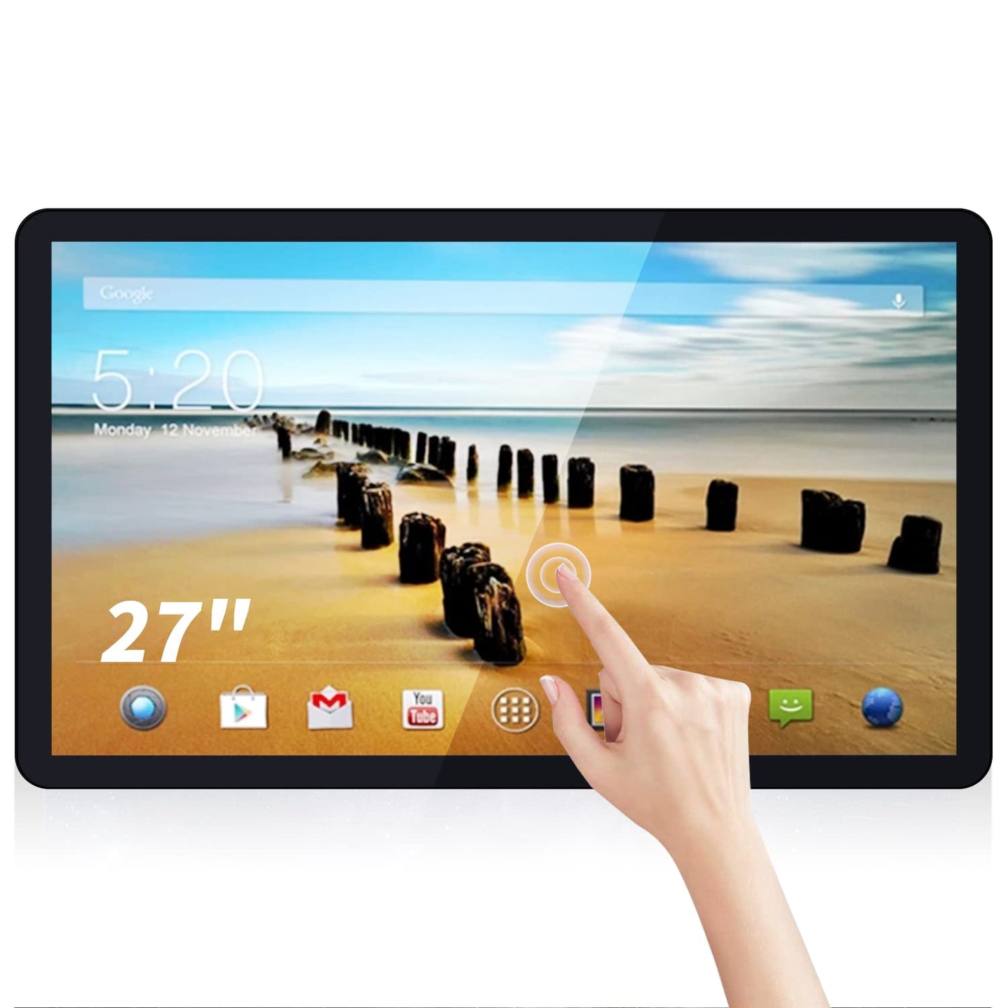TouchWo 27 inch Android 11 Touchscreen Monitor Tablet, 16:9 FHD 1080P, WiFi & BT, Built-in Speakers, RK3568 4GB RAM & 32GB ROM, Smart Board for Classroom, Meeting & Game