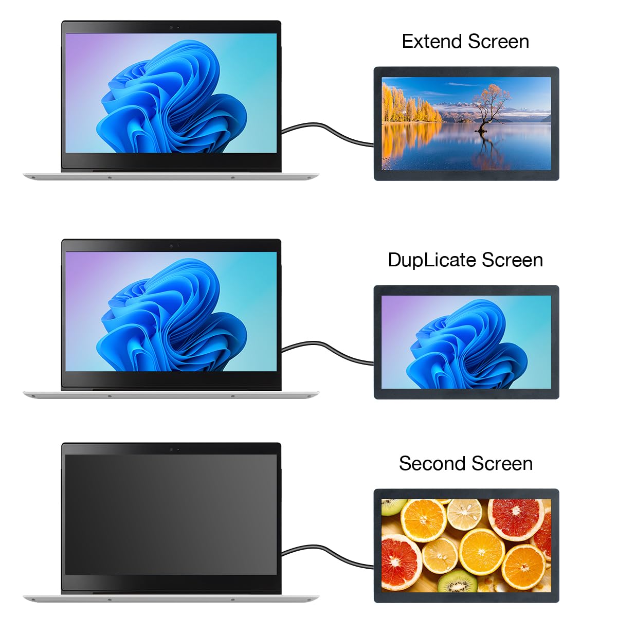 Hosyond 7 Inches USB C Mini Monitor 1024x600 IPS LCD Display Type C Secondary Screen for PC Laptop Windows