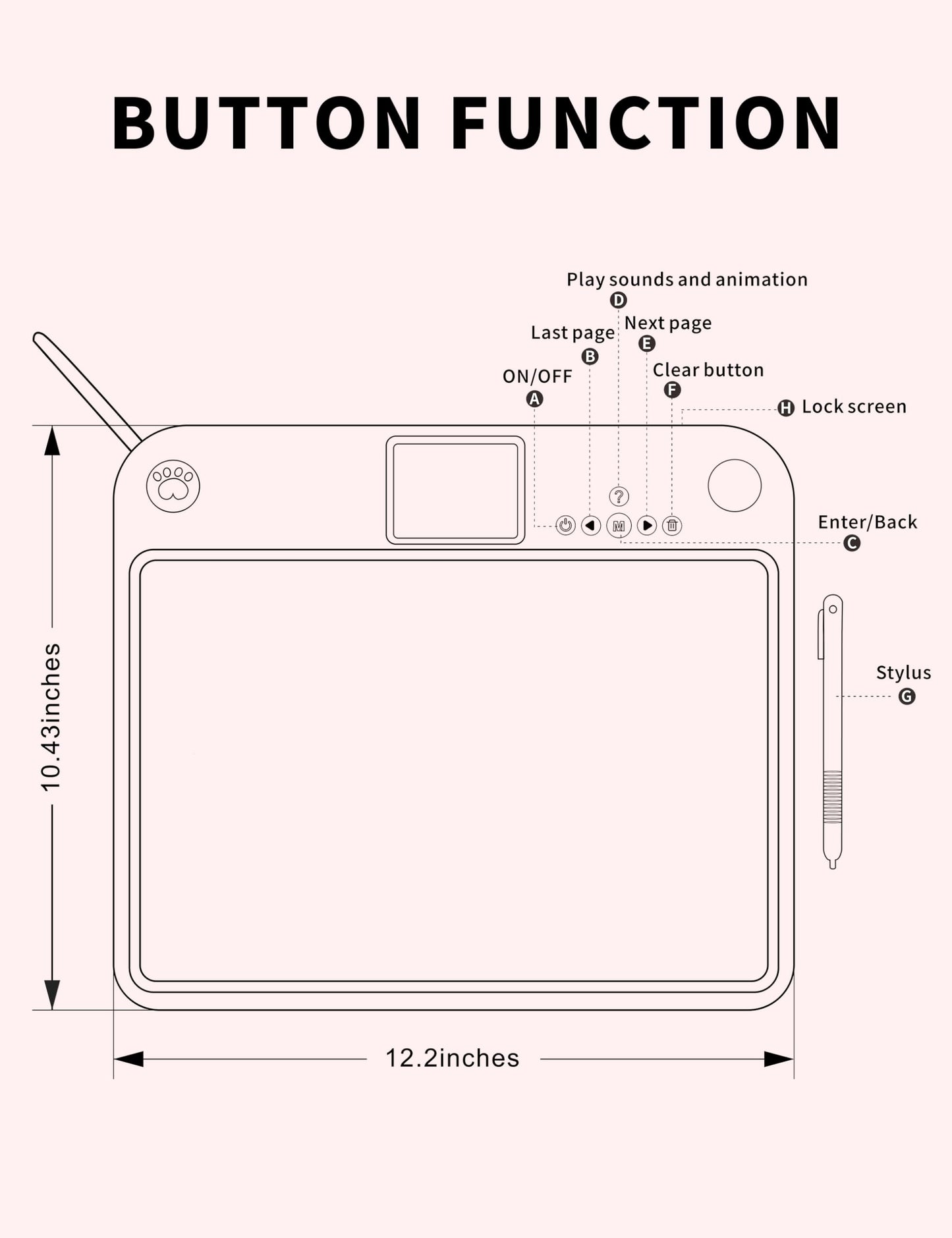 Multifunctional LCD Writing Tablet for 4-9 Kids Dual-Screen Pad（9 Learning Themes） Charging Erasable Board with Extra Stylus Lock Switch,Educational Learning Toys Birthday Gifts for Girls Boys (Pink)