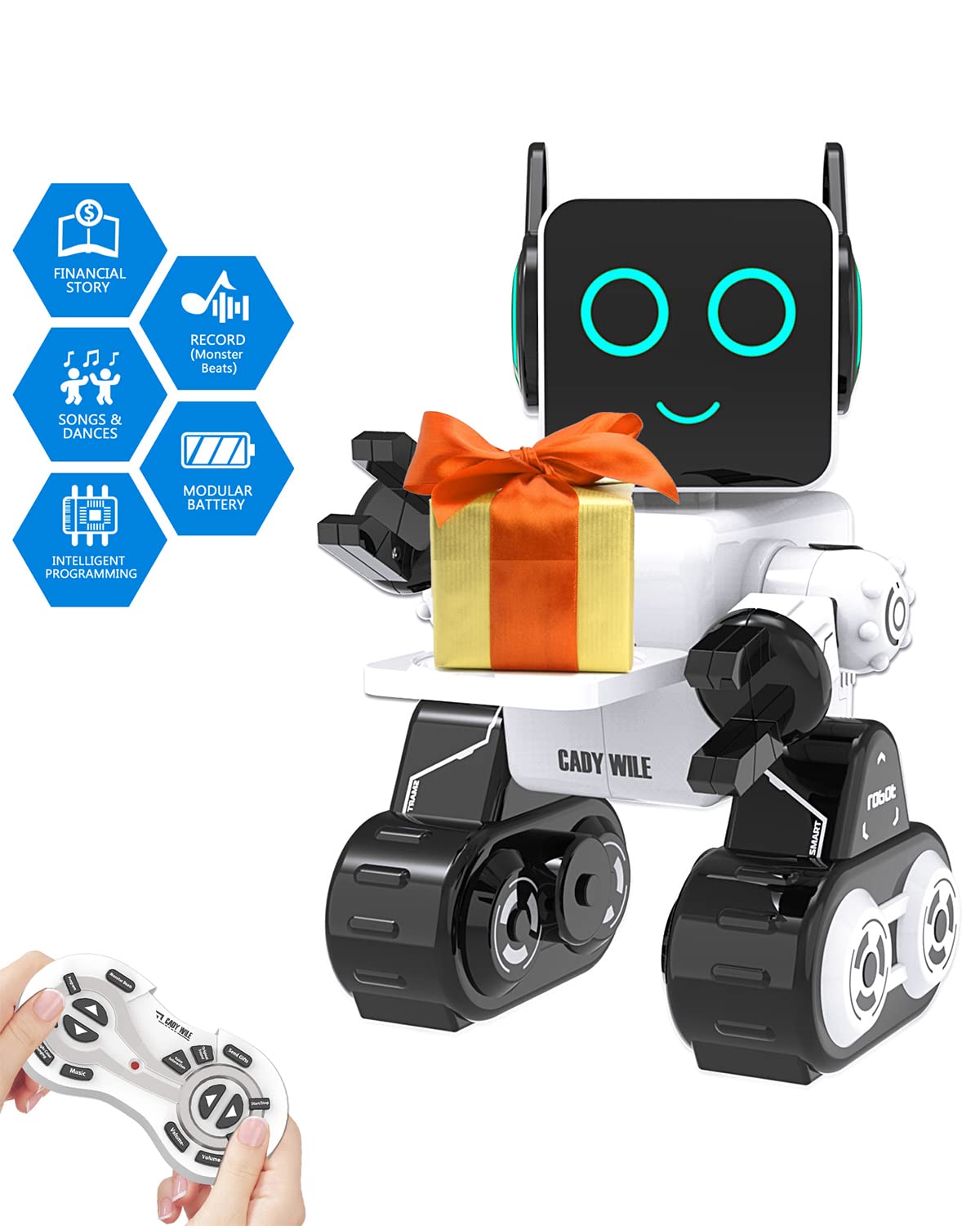 okk Robot Toy for Kids, Smart RC Robots for Kids with Touch and Sound Control Robotics Intelligent Programmable, Robot Toy with Walking Dancing Singing Talking Transfering Items for Boys Girls (White)