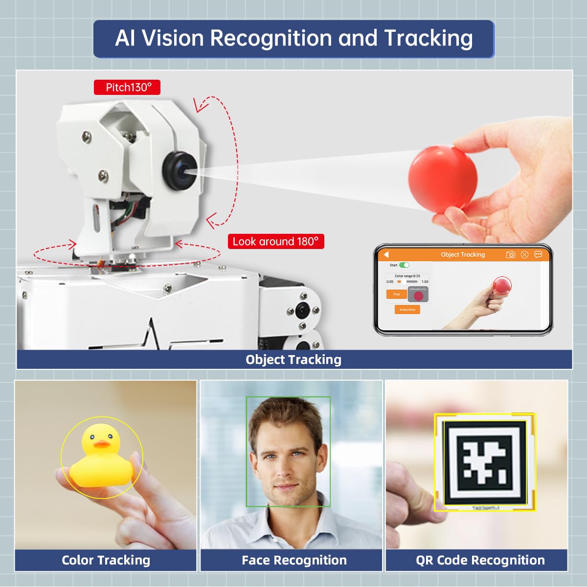 HIWONDER Humanoid Robot with ChatGPT Multimodal AI Models AI Embodied Intelligent Vision Scene Voice Understanding 20DOF Educational Robot Kit Python Programming, TonyPi Advanced & RaspberryPi 5 4GB