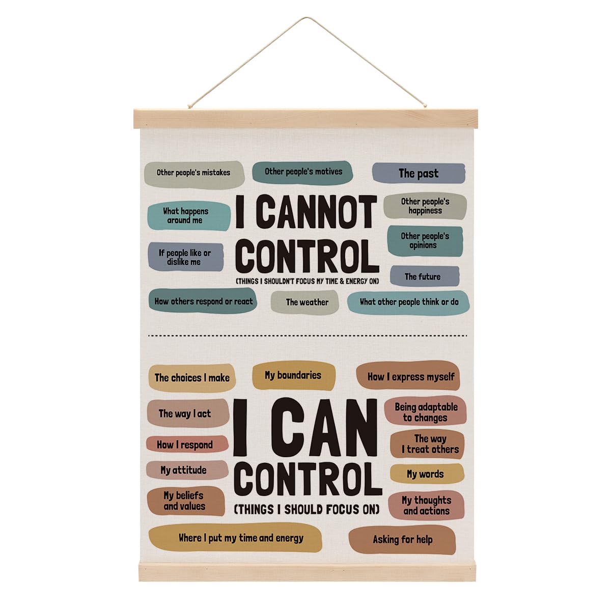 Inspirational Boho Poster Hanger, Therapy Office Decor Calm Corner Items, Growth Mindset Educational Posters Wall Art Wall Hanging Banner Home Calming Corner Counseling Psychologist Office Decor