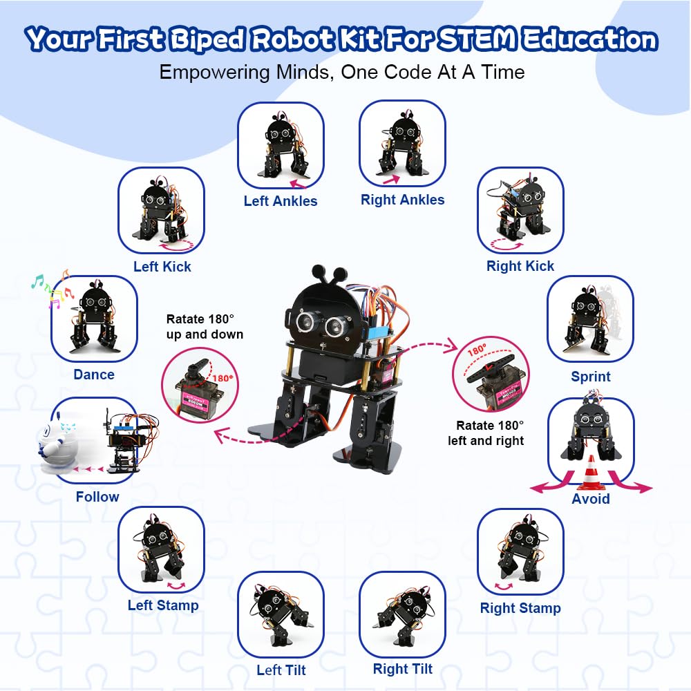 ACEBOTT Robotics for Kids Ages 12-16，Bionic Biped Robot Kit for Arduino ESP32, STEM Science Kits, Cool Engineering Building Toys, Science Coding Kit for 12+ Boys Girls Teens and Adults Unique Gifts
