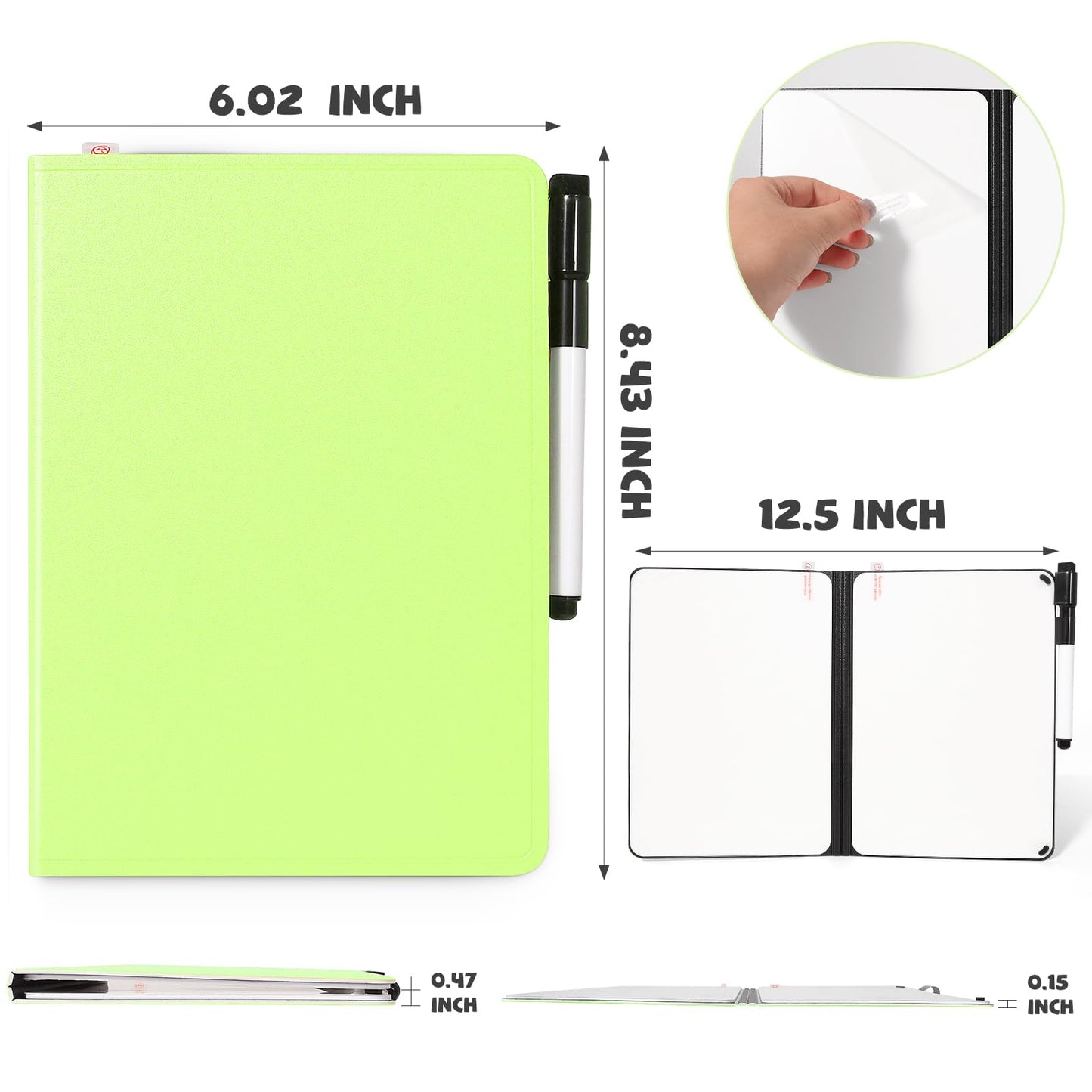 AGM Portable White Board Dry Erase, Double Sided Folding Whiteboards with Pen, Small Dry Erase Board for Study, Meeting, Doodling, Planning, Grass Green