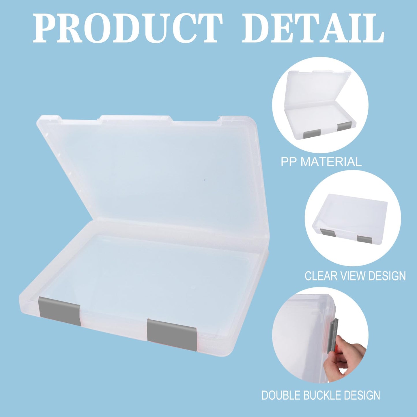 Olutacot 12 Pcs Clear A4 A5 File Box Document Plastic Storage Box with 48 Labels File Holder Organizer Paper Plastic Case Magazine Protector with Buckle Office School Supplies(Grey)