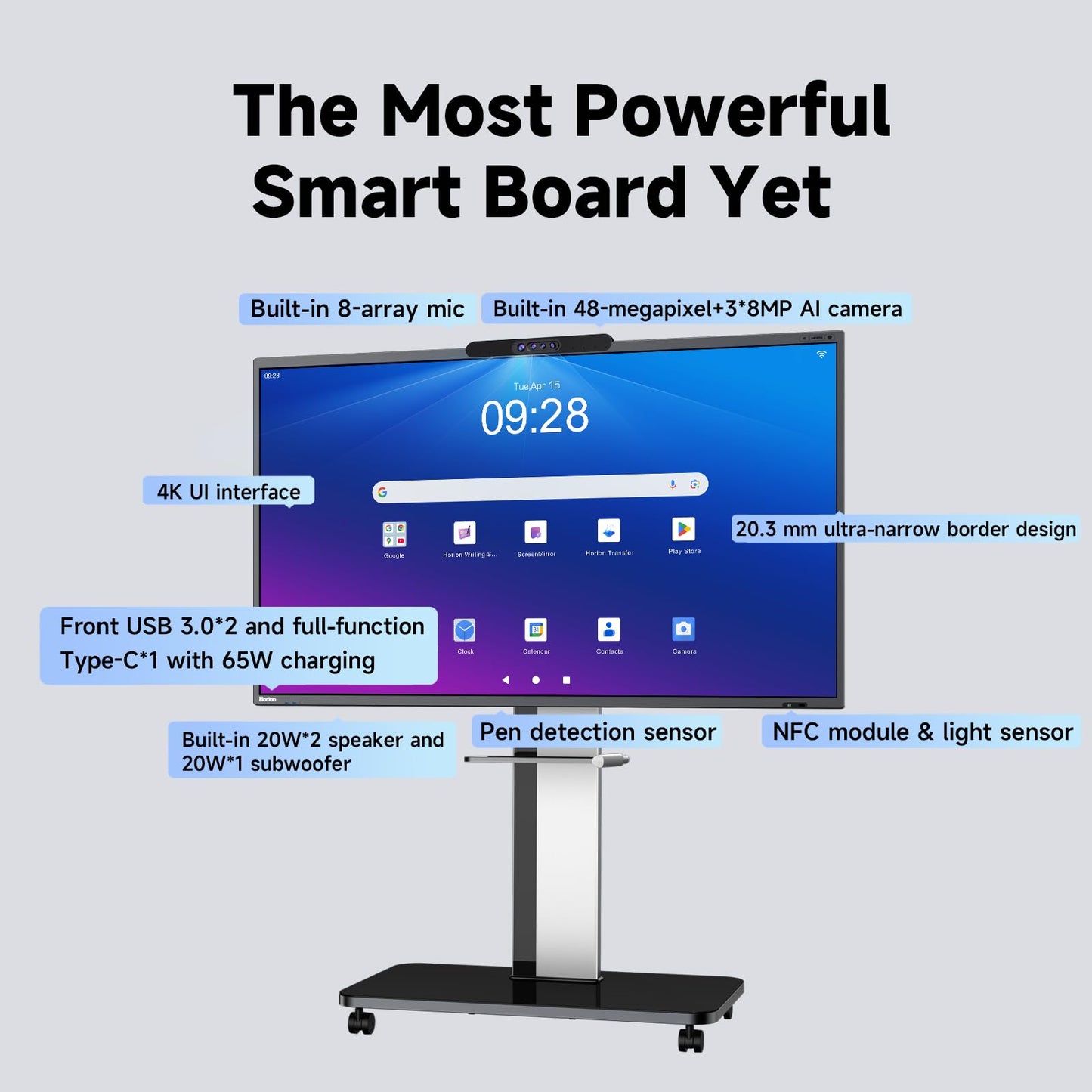 Smart Board AI,86 Inch Interactive Whiteboard,AI-Powered Large Model,AI Quad-Camera,Android 14 and 300+ Free Apps,Electronic Smartboard for Classroom and Office (Board & Wall Mount Only)