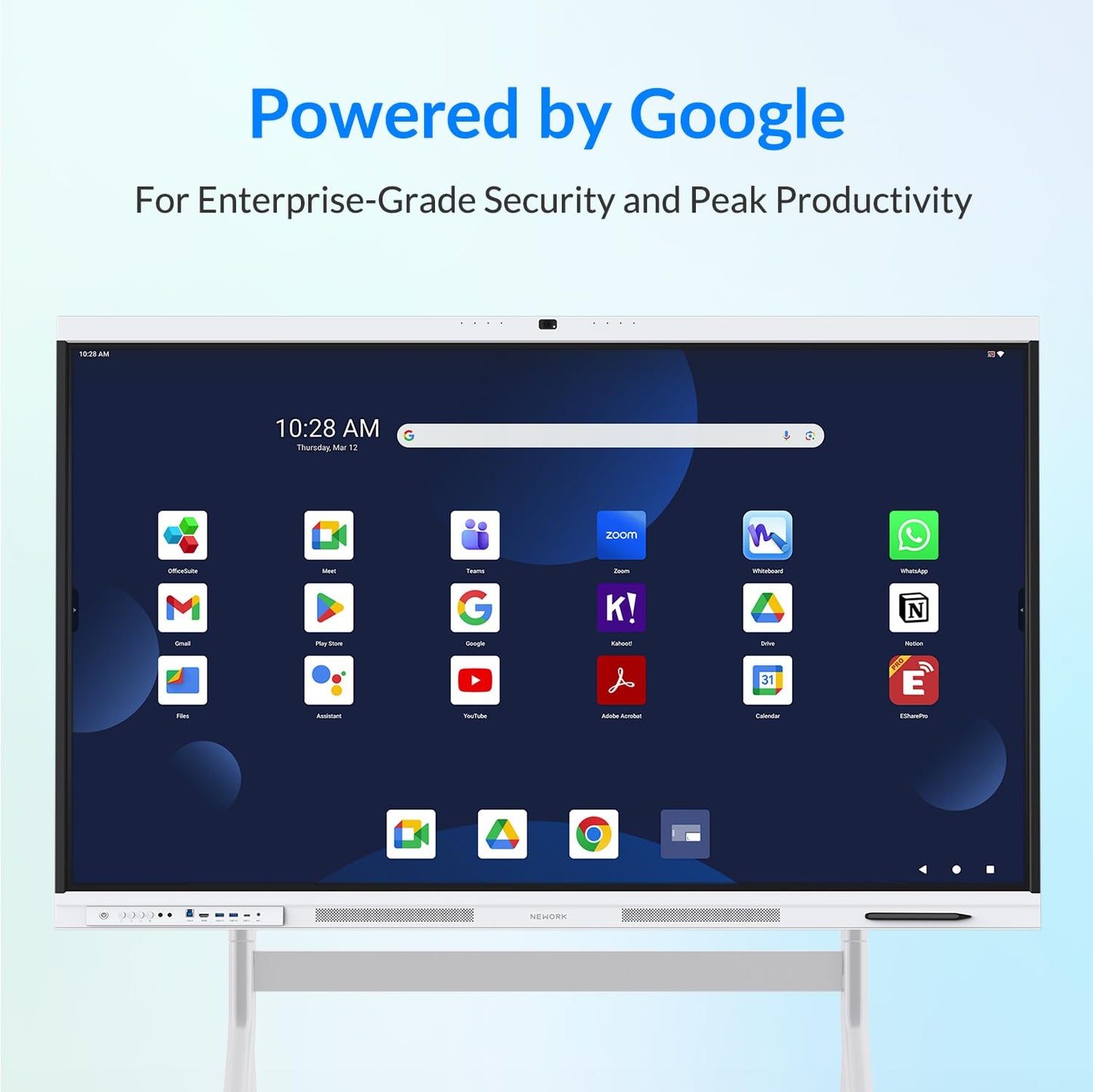 NEWORK Smart Board, 75" All-in-One Interactive Whiteboard, Google EDLA Certified, 48MP CMOS Sensor 4K UHD Camera, 8 AI Noise-Canceling Mics, for Professional Business Meetings and Classroom