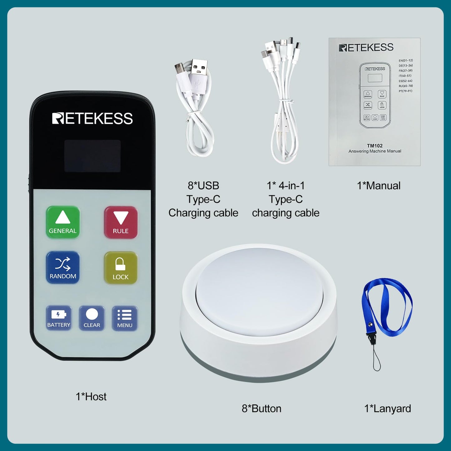 Retekess TM102 Jeopardy Buzzers, Buzzers that Show Who Buzzed First, 3 Response Modes, Buzzers for Trivia Games,Classroom Quiz,Family Feud Night and Back to School