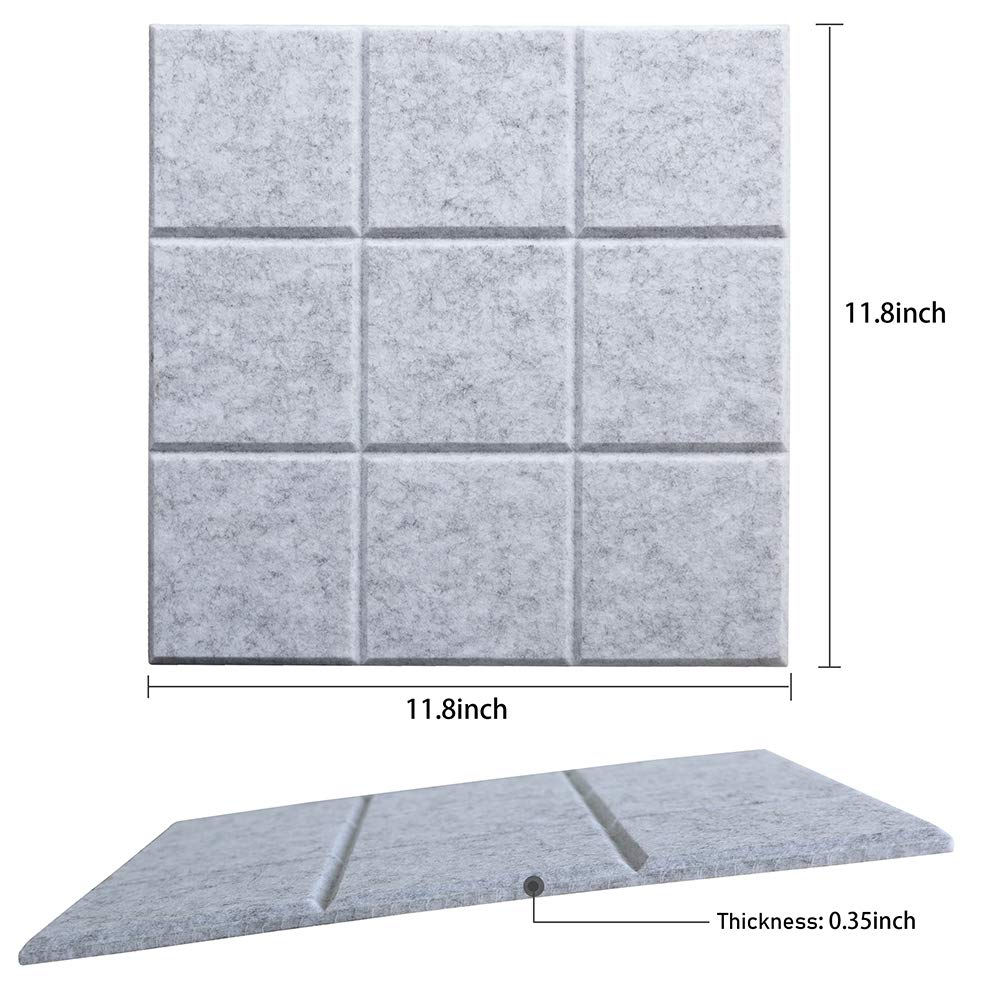 Uoisaiko Large Felt Board Tiles for Wall with 30 Push Pins, 11.8"x11.8" Pack of 6 Pin Board Notice Boards for Home Office Kitchen, Bulletin Board Wall Tiles for Photos Memos (Grey+White, 6 Pack)