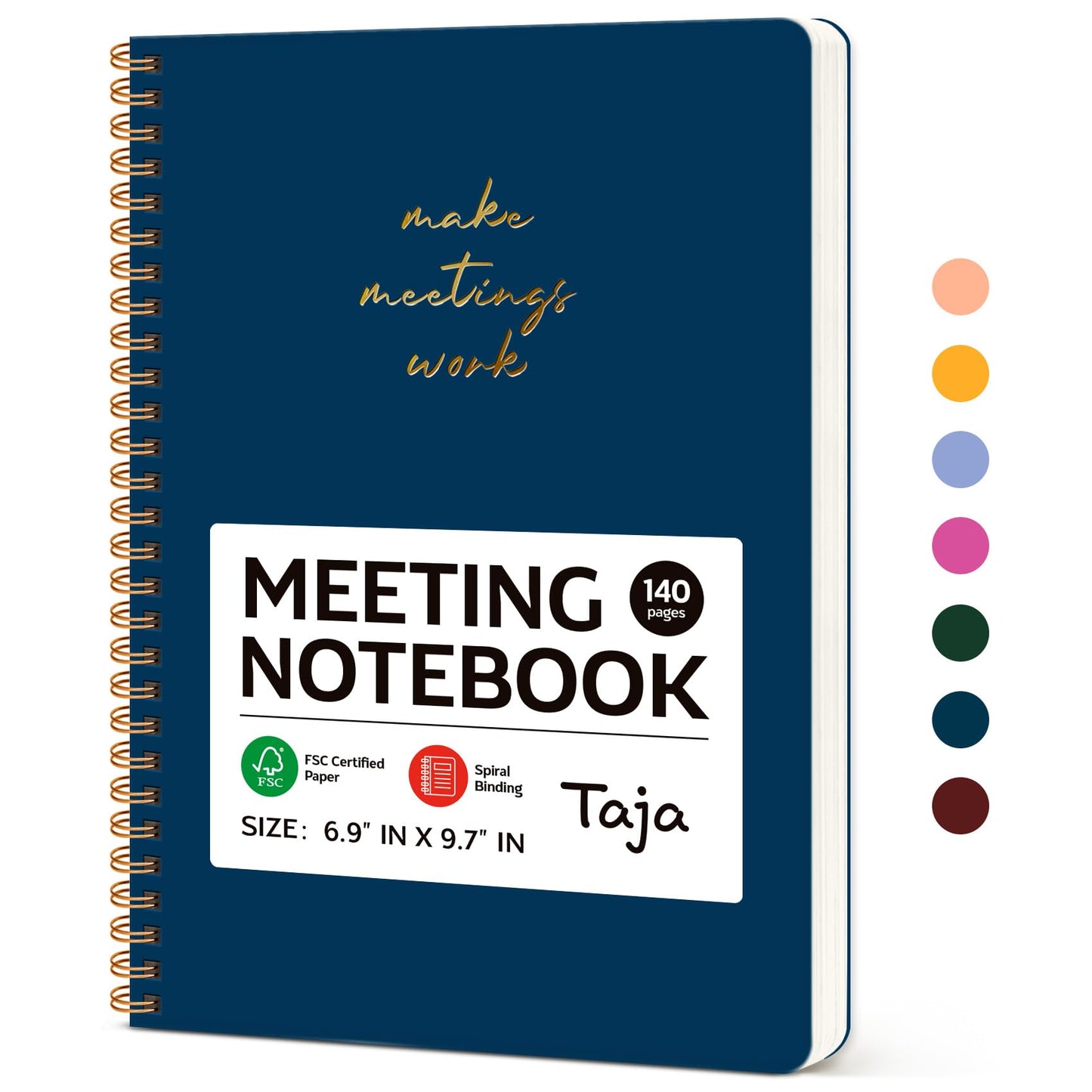 Meeting Notebook for Work Organization - Work notebook with action items, Meeting Minutes Planner Notebook, Perfect Office Supplies for Men & Women - Navy Blue