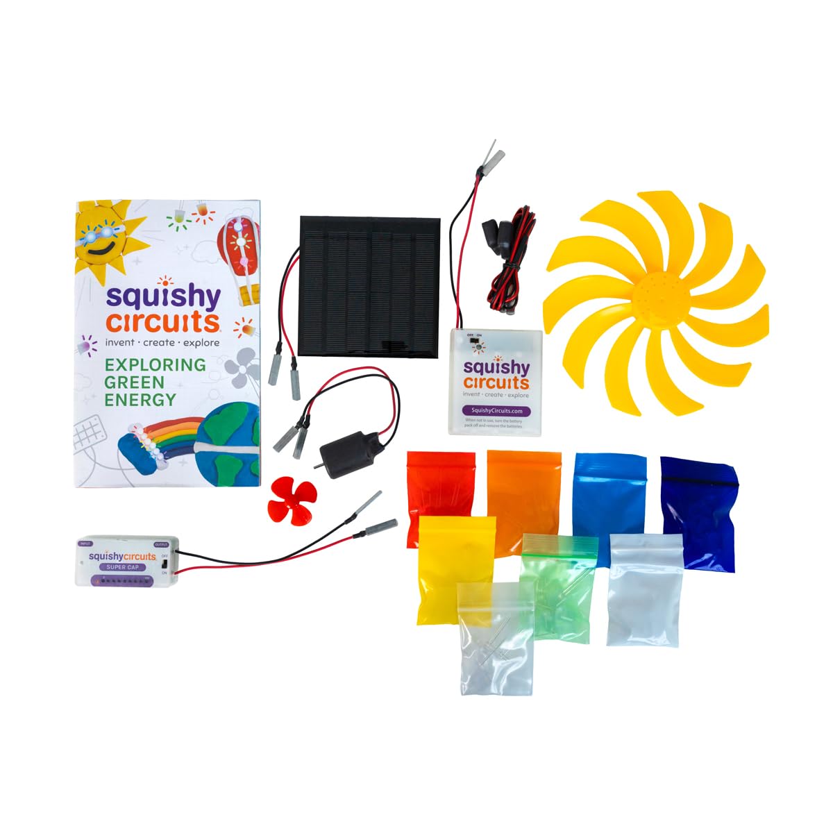 Squishy Circuits Green Engineering Kit - Explore Electrical Circuits, Solar Power, Wind Power and More with Play Dough - STEM Science Kits for Kids Age 8-12