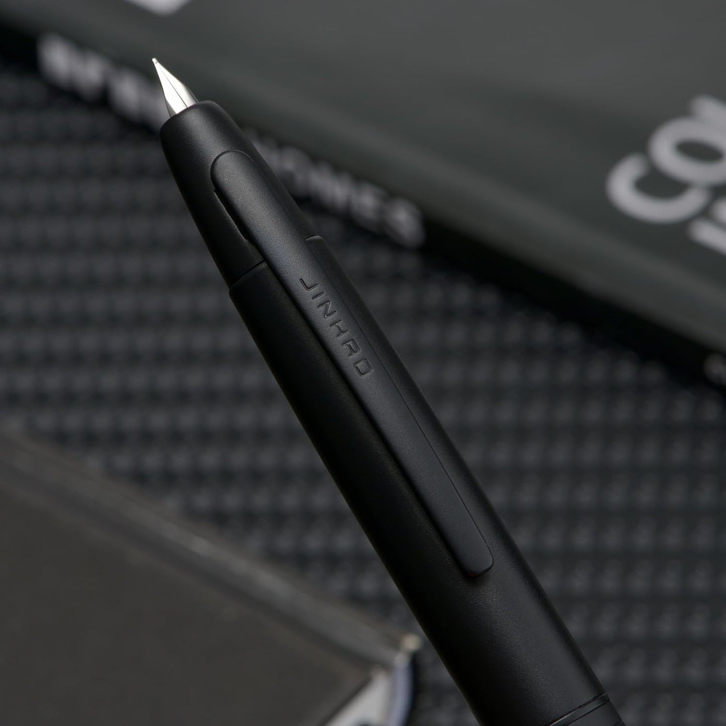 Jinhao 10 Press Fountain Pen with Box, Matte Black Retractable Extra Fine Nib with Ink Converter Set (Clip Version)
