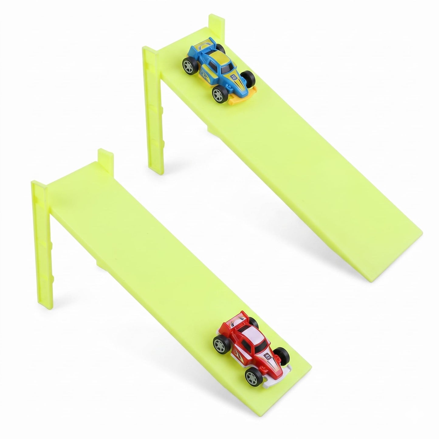 Joinpaya 2 Sets Physical Science Experiment Inclined Plane, Physics Lab Equipment for Friction and Gravity Testing, Elementary School Science Kit for Toy Car Acceleration, Plastic Ramp with Support