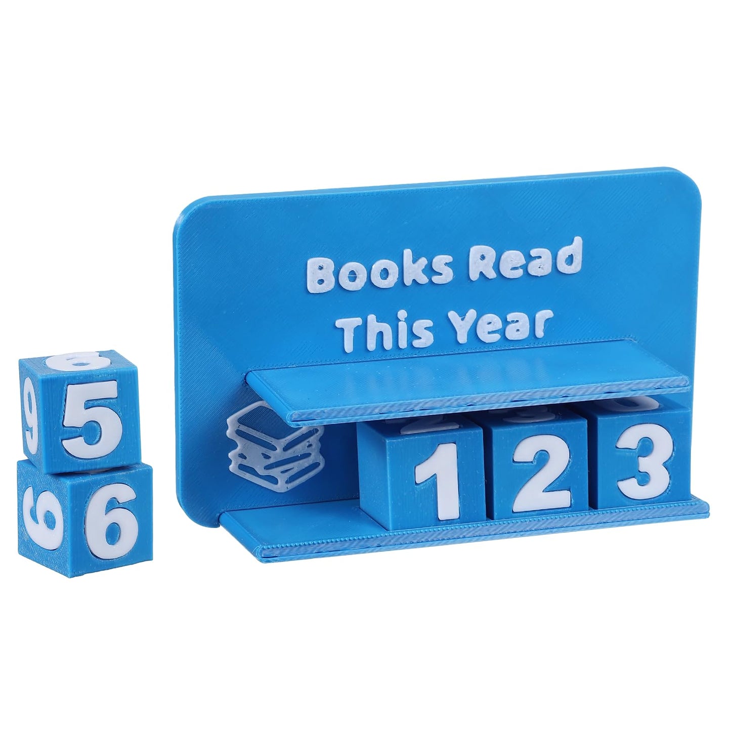 PATIKIL Books Read This Year Tracker, 3D Reading Challenge Counter Sign Library Bookshelf Decor Reading Challenge Number Up to 999 Books Gift for Reader Book Lovers Teachers, Blue