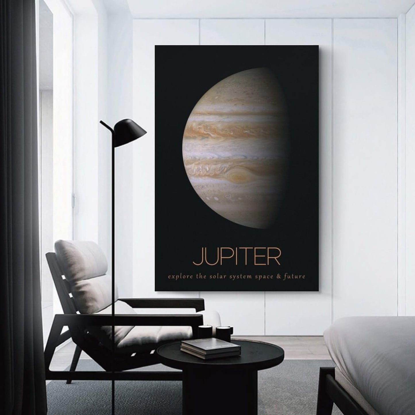 LGDSBHH Minimalist Jupiter Solar System Canvas Wall Art - Educational Space Planet Poster - Science Classroom & Kids Bedroom Decor - 12x18 Inch (Unframed)
