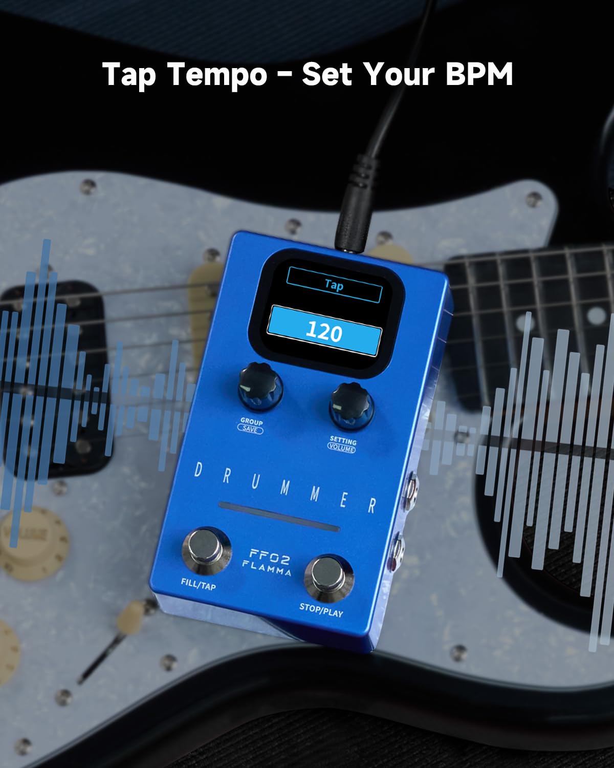 FLAMMA FF02 Drum Machine Guitar Pedal - 121 Drum Grooves, 11 Music Genres, Tap Tempo, Adjustable Rhythms, Stereo I/O for Live & Studio Use