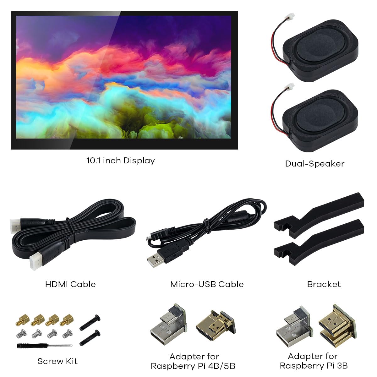 Hosyond 10.1" IPS LCD Capacitive Touch Screen HDMI Display Portable Monitor 1024X600 Built-in Dual Speakers for Raspberry Pi 5/4/3 Xbox PS4 Windows 7/8/10