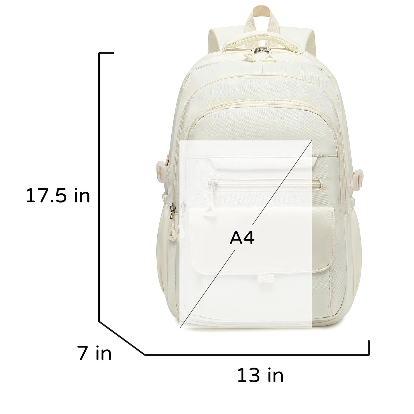 Phaoullzon Girls School Backpack for Boys, College Aesthetic Laptop Teen Bookbag for Travel,Beige