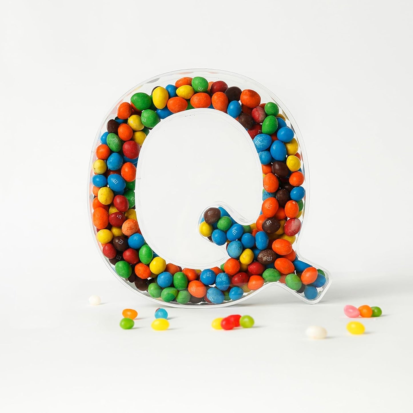 OAEUQ 10-Inch Magnetic Alphabet Candy Jar Refillable Fillable Letters For Candy Tray Reusable Lidded Candy Jar Candy Buffet Container Set (Q, 1)