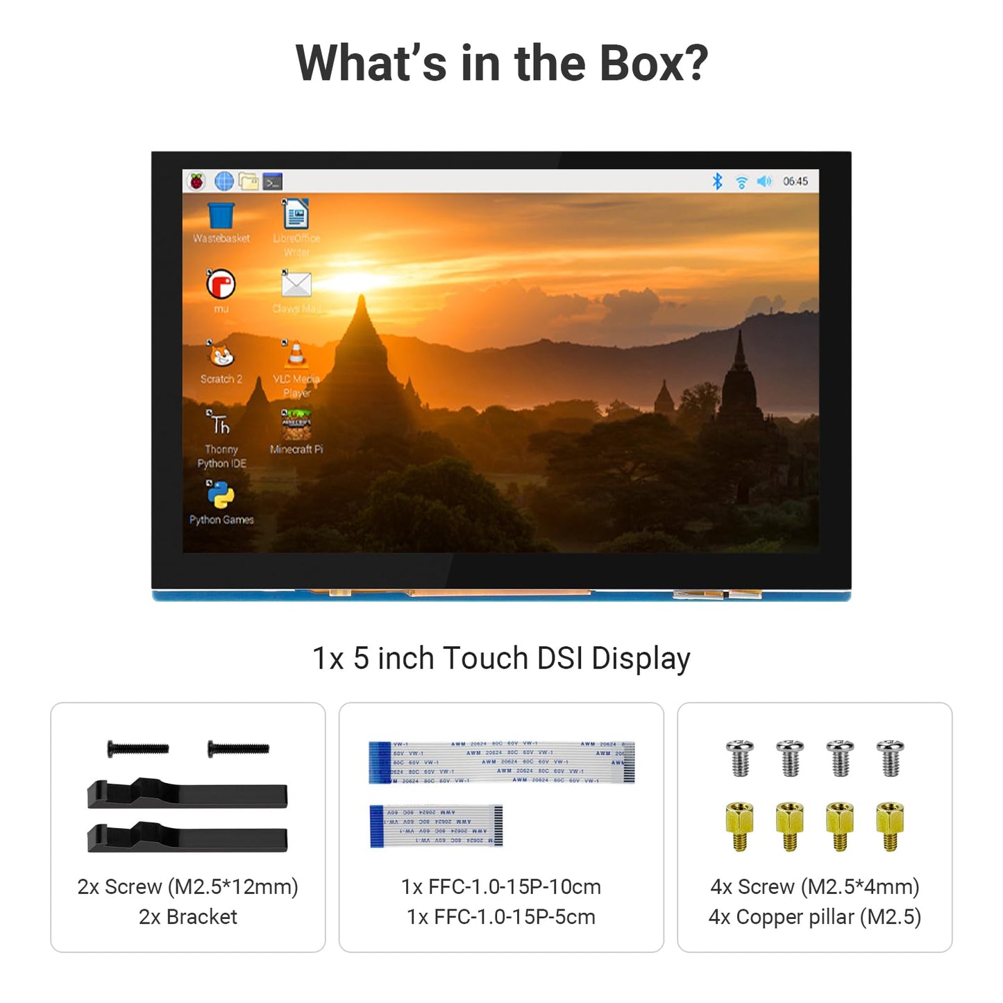 ELECROW 5 Inch Touchscreen Monitor for Raspberry Pi, 800x480 IPS DSI LCD Capacitive Touch Screen Display with Acrylic Stand, Plug and Play, PWM Backlight Control, for Raspberry Pi 5/4/3 (No HDMI)